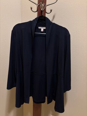 Classic Navy Open-Front Blazer Jacket - Women's